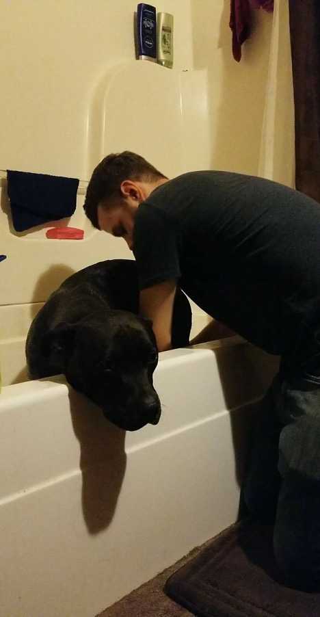 Cooper getting a bath
