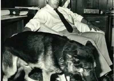 John Preston with dog, Harras II