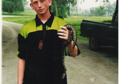 Branson Perry holding a snake