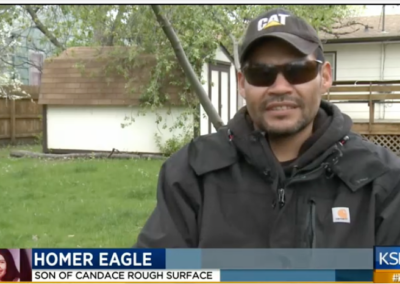 tv frame of Homer Eagle on the news