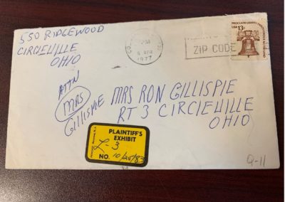 envelope addressed to Mary Gillispie