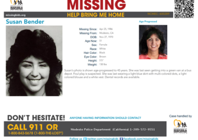 missing flyer for Susan Robin Bender