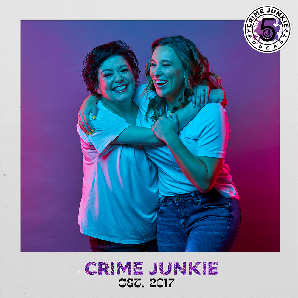 Ashley & Brit in polaroid frame for Crime Junkie