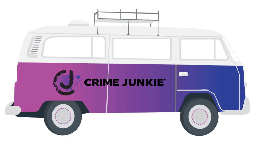 Crime Junkie bus with Chuck sticker
