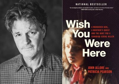 Theresa’s brother, John Allore, alongside his and Patricia Pearson’s book, Wish You Were Here.