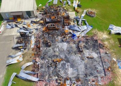 An overhead view of the remains of the Krentel’s home.