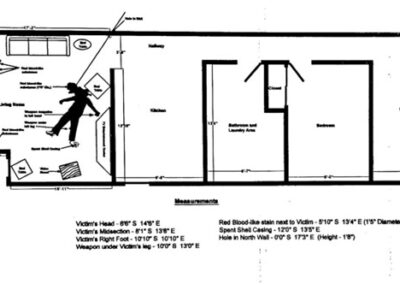 A crime scene diagram drawn by Illinois State Police.