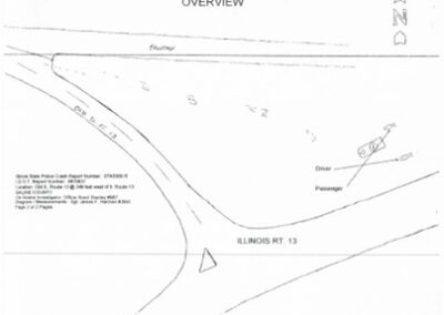 A diagram of Jerome’s crash site drawn by Illinois State Police.