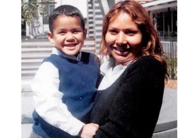 Evelyn Hernandez holding her son, Alex.