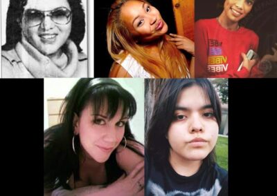 A collage the 5 victims discussed in this episode, from left to right: (upper) Terri McCauley, Alyssa McLemore, Kendra Nicole Battelo, (lower) Kit Mora, Abigail Andrews.