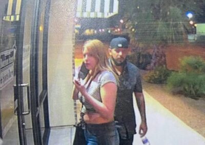 Lesly and Erick seen outside of a bar on security camera footage.