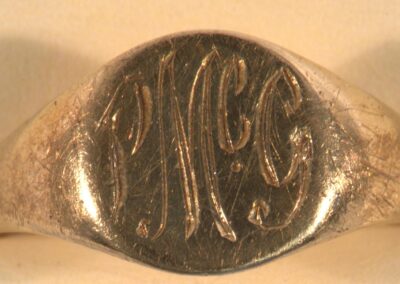 This ring with the initials "PMcG” was found on the skeleton’s pinky finger.