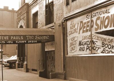 Steve Paul’s The Scene, an iconic rock club, operated in the basement of 301 West 46th Street from 1964 to 1969.