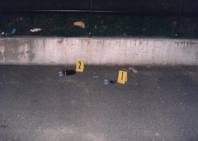 Evidence in St. Mary’s Park on the night of the murder.