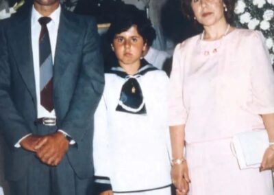 Juan Pedro with his parents Andrés Martinez and Carmen Gomez.