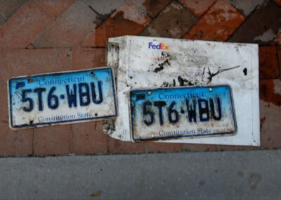 Fotis’ tampered license plates.