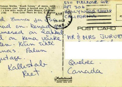 Postcard that Reet sent to her family.