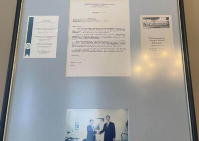 Bruce’s framed newspaper clipping on the Hawkins’ trial.