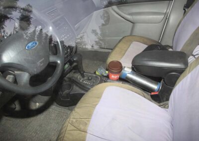 The inside of Mike Bullinger’s getaway car.