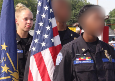 Heidi marching for the Explorer program