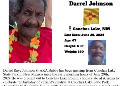 Missing person flyer for Darrel Bubba Johnson