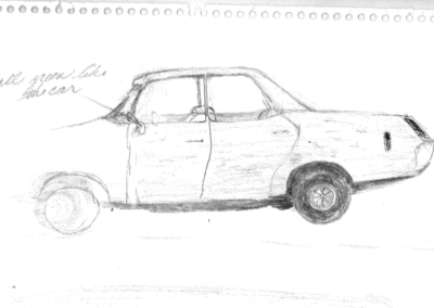 pencil sketch of car