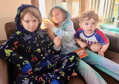 The Day-Stewart children. From left to right: Ezra, Autumn, and Emory.