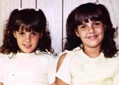 A childhood photo of Jill and Julie Hansen