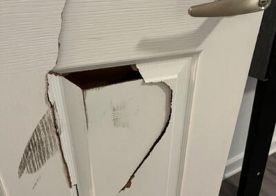 Rachel’s bedroom door that was kicked in