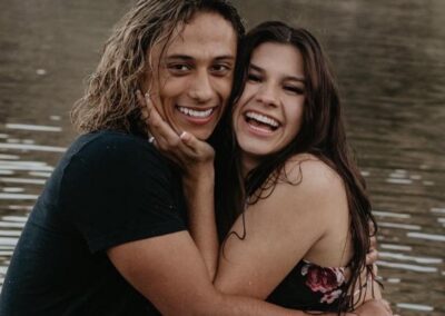 An engagement photo of Rachel and Joemet.