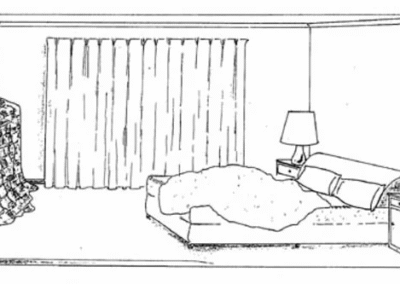 A sketch of Mr. Cruel’s bedroom