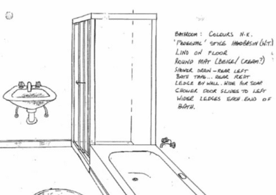 A sketch of Mr. Cruel’s bathroom