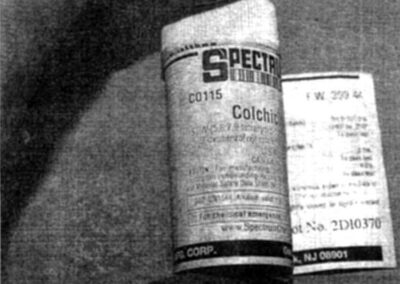 The colchicine bottle found in Adam’s Jeep