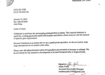 The letter of intent used to purchase the colchicine