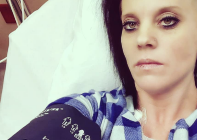 Kacee in the hospital in 2020