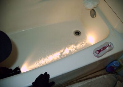 The tub where detectives believe Brittany’s killer took a shower.