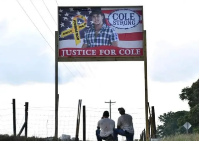 Justice for Cole billboard previously up in Wayne County, North Carolina.