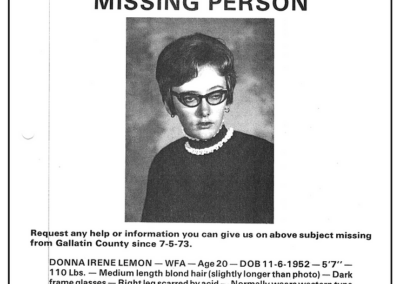 A missing person’s flyer for Donna Lemon.