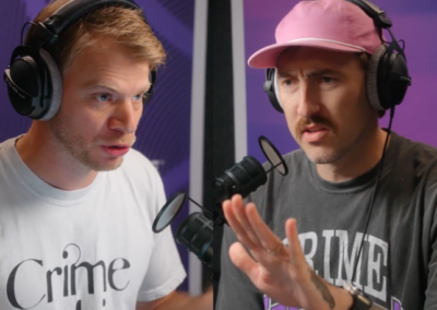 Justin and Erik in the recording booth