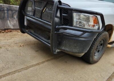 The front of the police truck