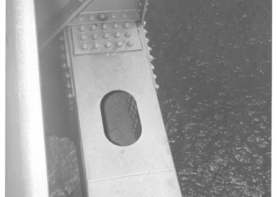 The hole in the steel beam where Alberta’s purse was found tucked inside
