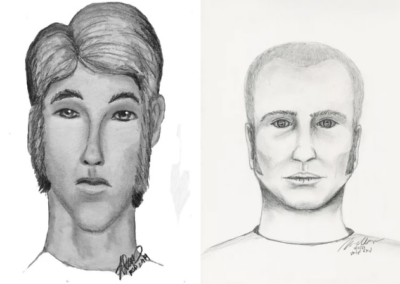 The forensic sketches (2019 & 2023) of the “mystery man” who was last seen with Brittany on the night of November 30th, 2018.