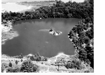 An aerial photo of the popular fishing spot in Tipp City, where a human arm was caught in 1964.
