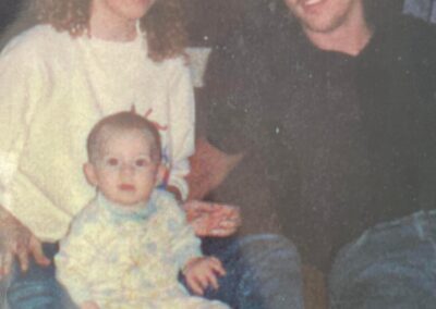 Cathy, baby Courteney, and Cathy’s fiancé Mike Warner Courtesy: Courteney Swartz