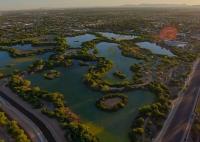 An aerial photo of the Riparian Preserve