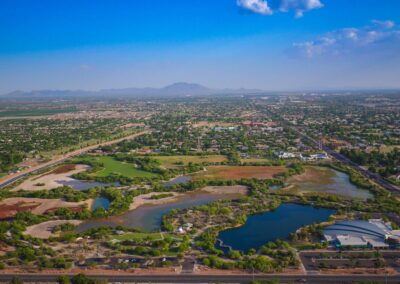 An aerial photo of the Riparian Preserve