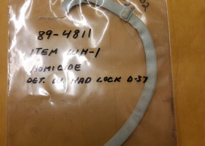 A piece of a bra strap found at the crime scene