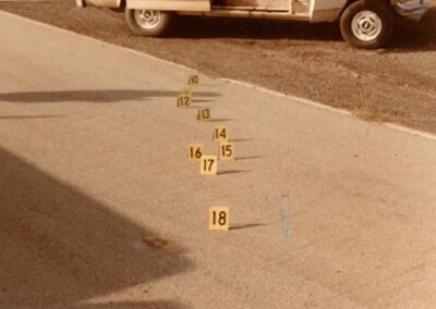 The blood droplets leading away from Toby’s van