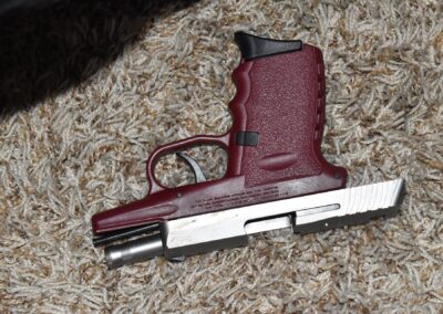 Nathan’s SCCY, 9mm burgundy gun