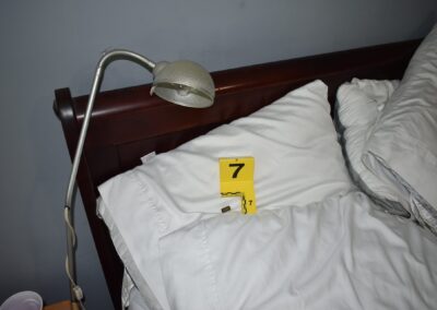 The shell casing on the bed